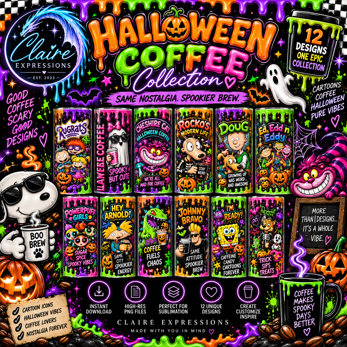 Halloween Cartoon Cafe Collection Digital Downloads