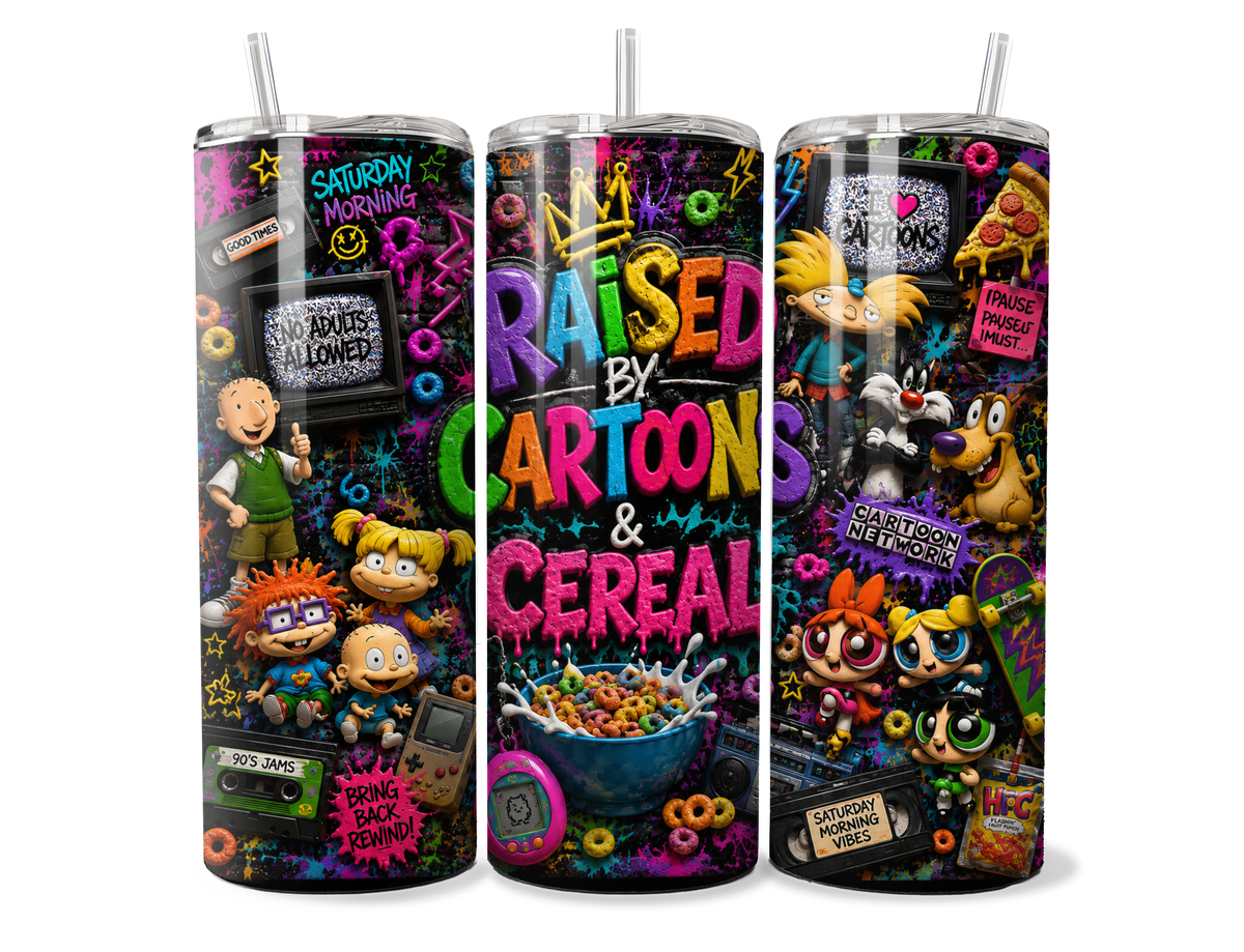 90s Cartoon Tumbler | Saturday Morning Nostalgia Digital Download