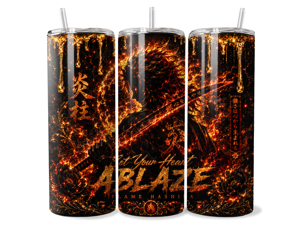 Heart Ablaze – Fire Warrior 20oz Tumbler Wrap | Sublimation PNG