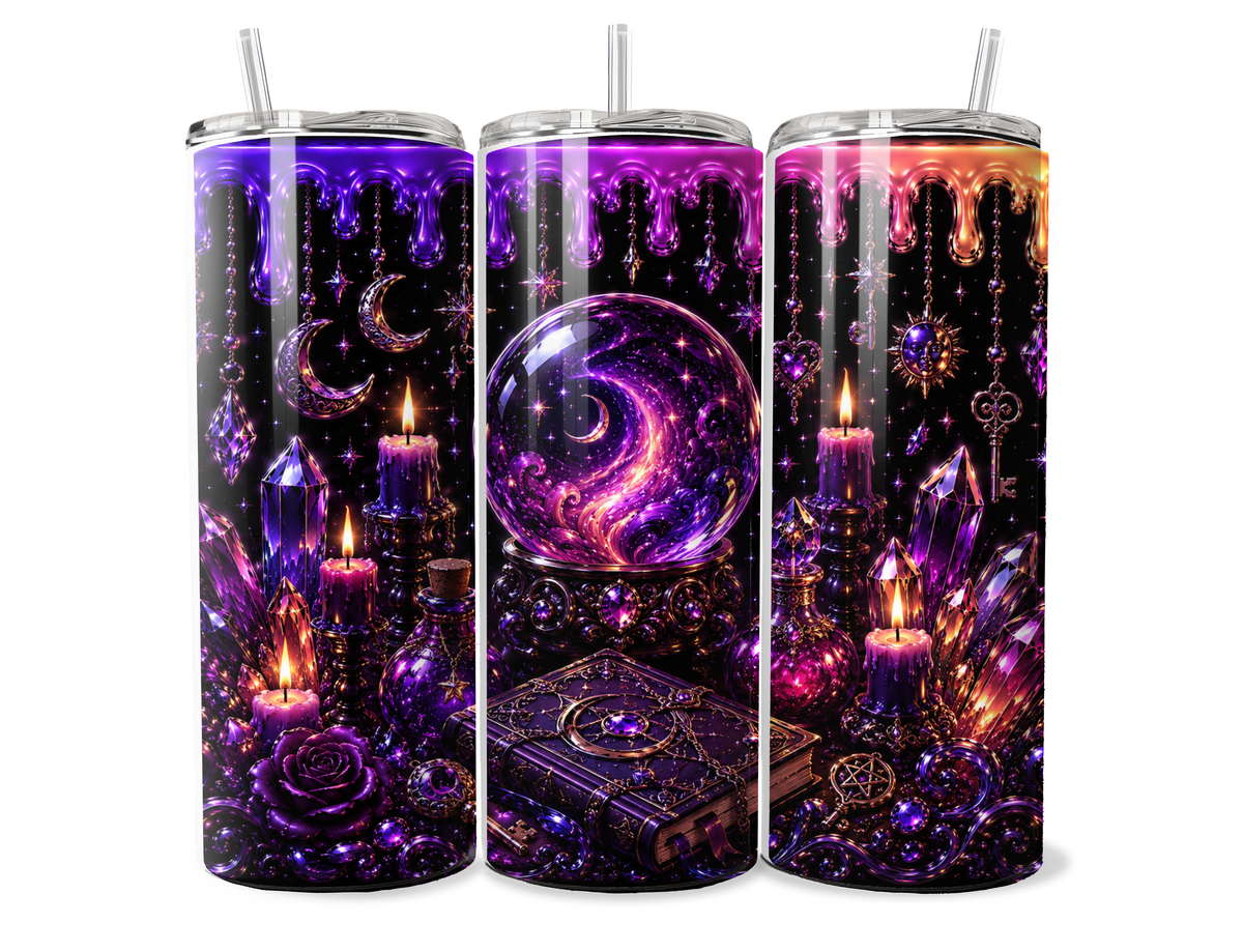 Mystic Moon – Celestial Crystal Ball Digital Tumbler Wrap PNG