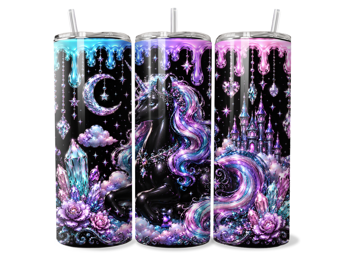 Celestial Dreamscape – Mystical Unicorn & Crystal Tumbler Wrap