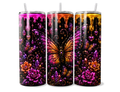 Emberwing Enchantment Tumbler Wrap PNG | Jeweled Butterfly, Crystal & Floral Sublimation Design