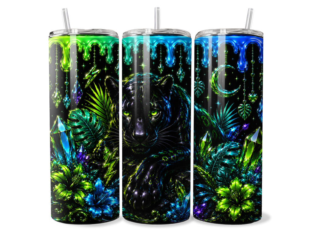 Emberwing Enchantment Tumbler Wrap PNG | Jeweled Butterfly, Crystal & Floral Sublimation Design