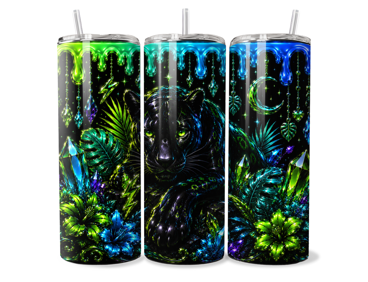 Emberwing Enchantment Tumbler Wrap PNG | Jeweled Butterfly, Crystal & Floral Sublimation Design