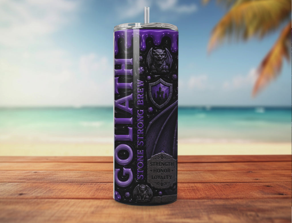 ShadowGlow Café: Goliath – Gothic Gargoyle Digital Tumbler Wrap PNG
