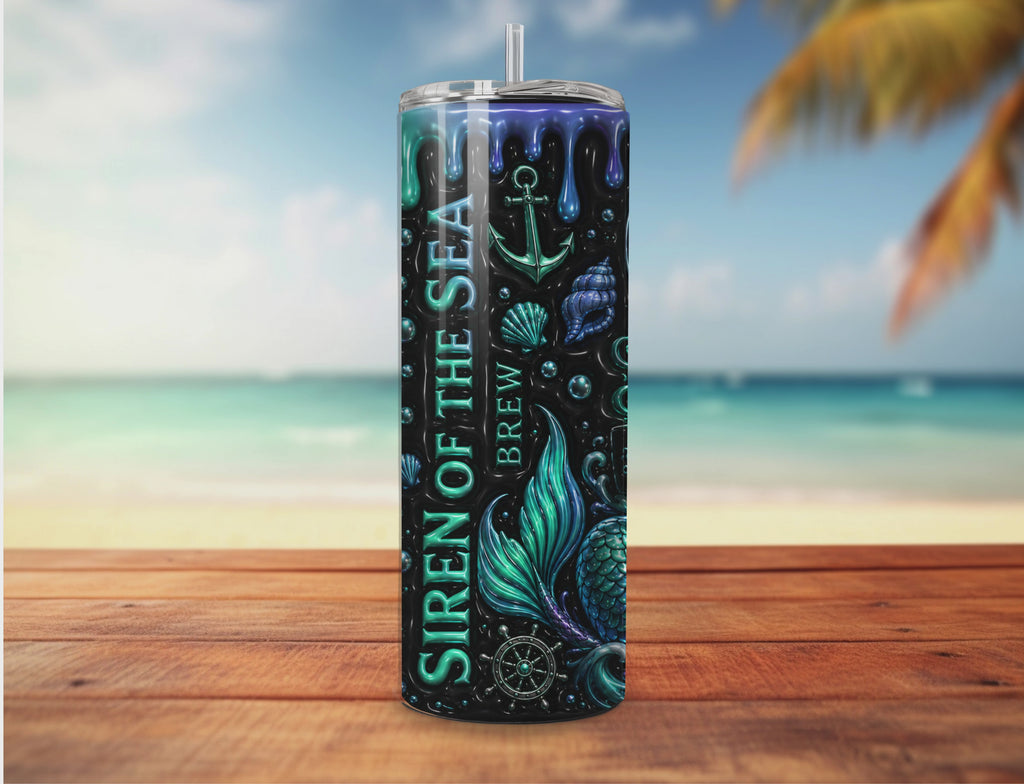 Shadow Glow Café: Siren of the Sea – Digital Tumbler Wrap PNG