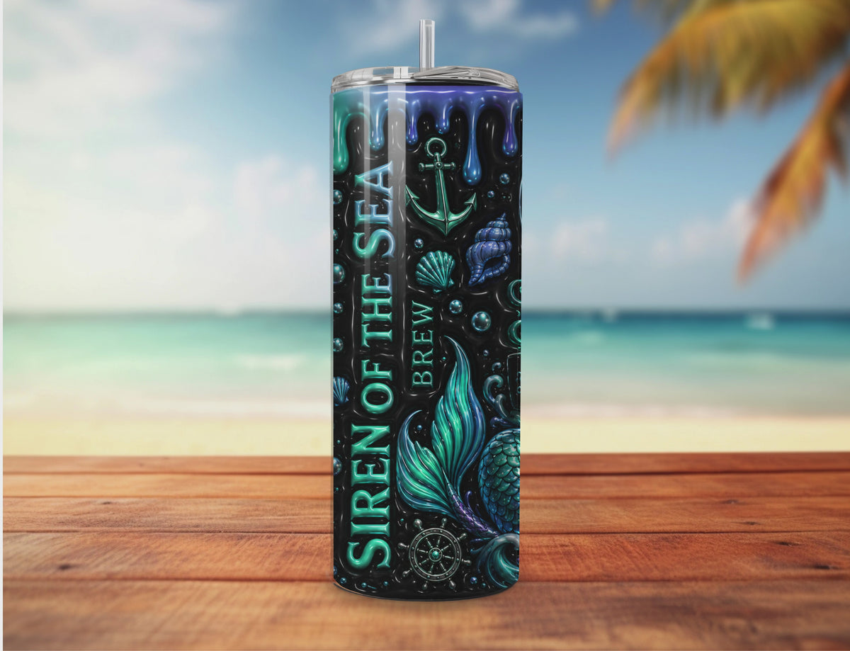 Shadow Glow Café: Siren of the Sea – Digital Tumbler Wrap PNG