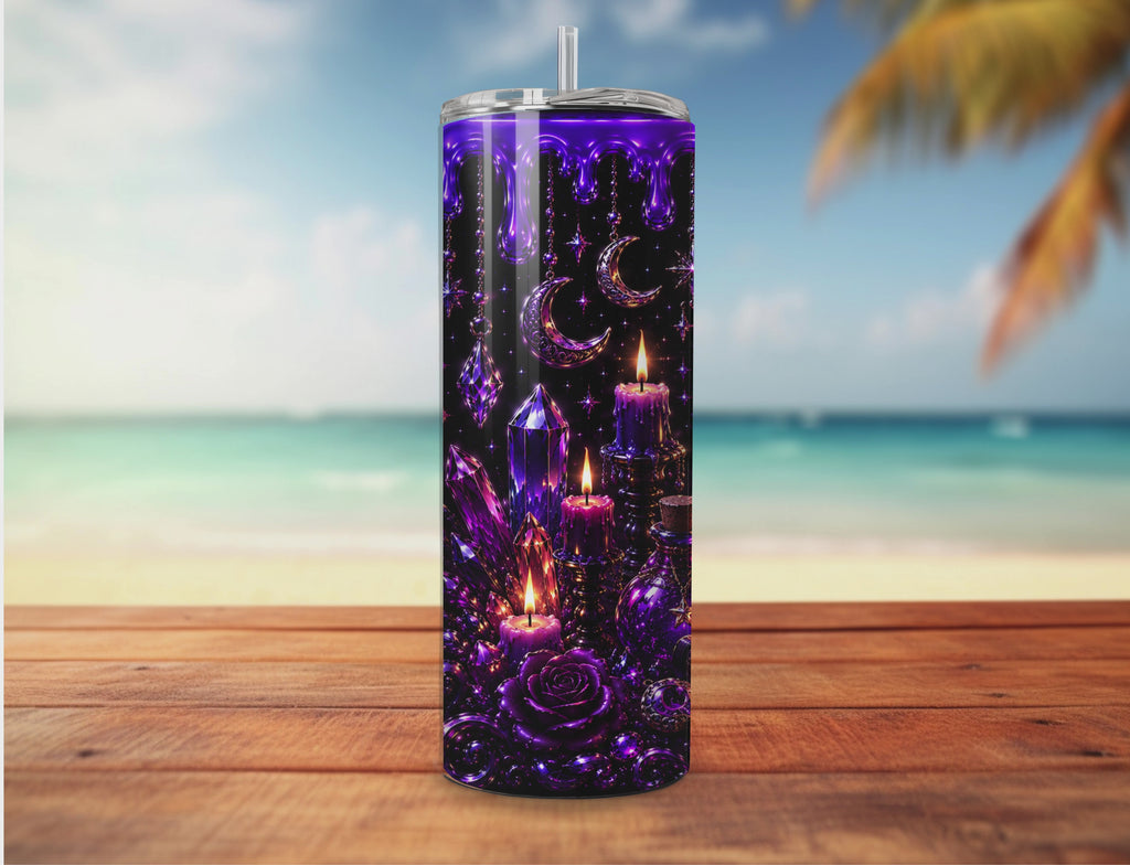 Mystic Moon – Celestial Crystal Ball Digital Tumbler Wrap PNG